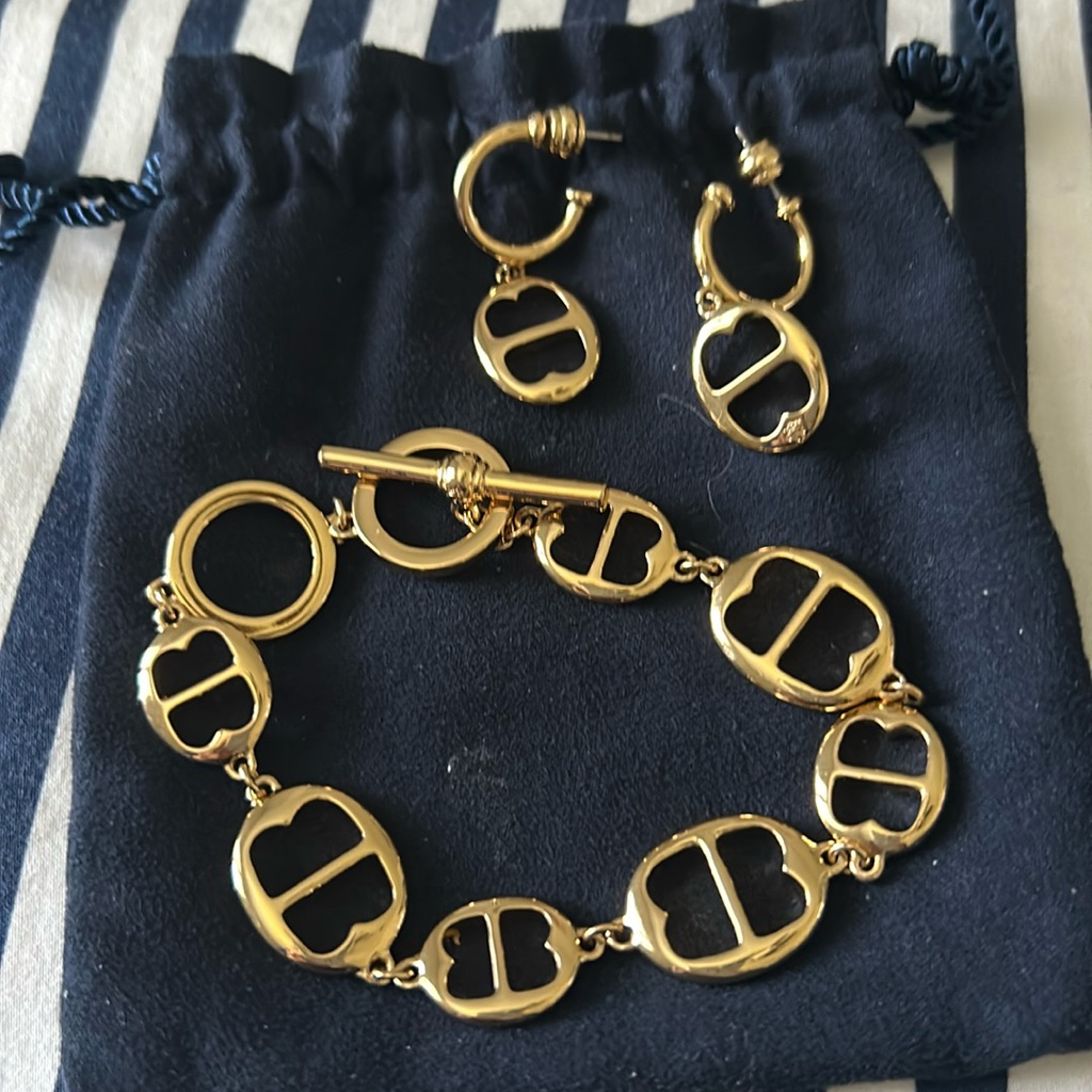 Brooks Brothers Gold-Plated Bb-Link Bracelet & Earrings Set